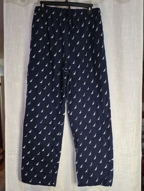 Men's Nautica Navy White Sailboats Pajama Bottoms Soft Brushed Cotton Flannel